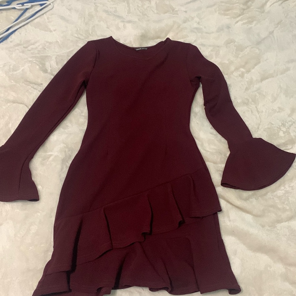 Maroon ruffle dress
